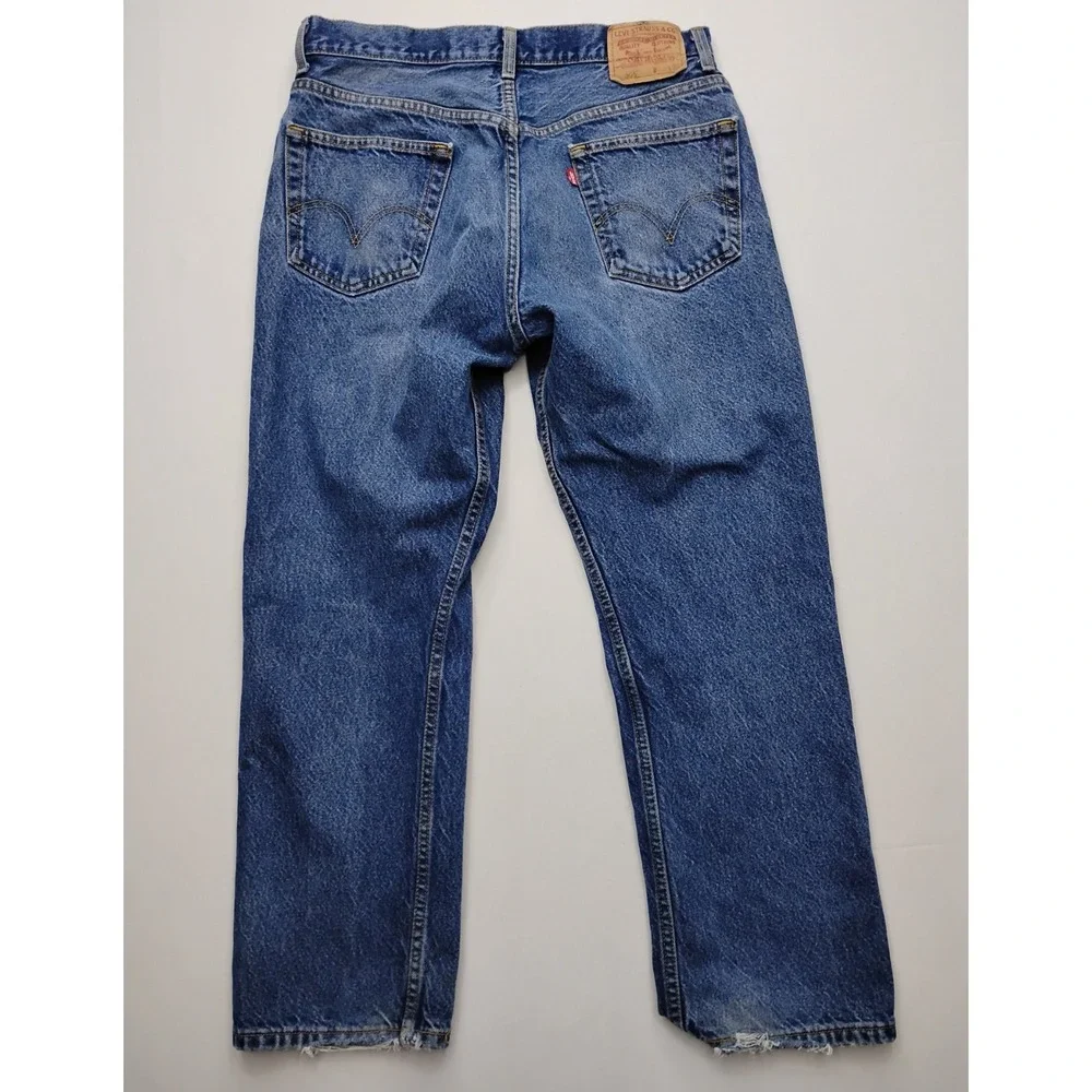 Levis 505 Jeans Mens 36x30 Blue Regular Fit Straight Leg Y2K Dark Wash